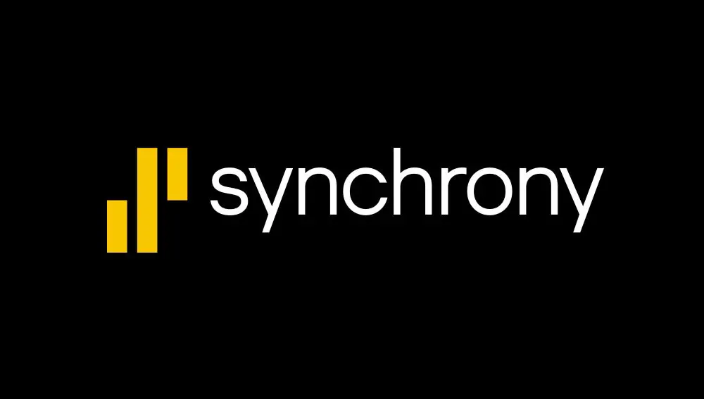 A black background with the word synchrony written in white.